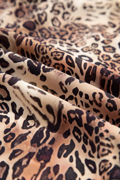 Leopard Ruffle Long Sleeve Mini Dress