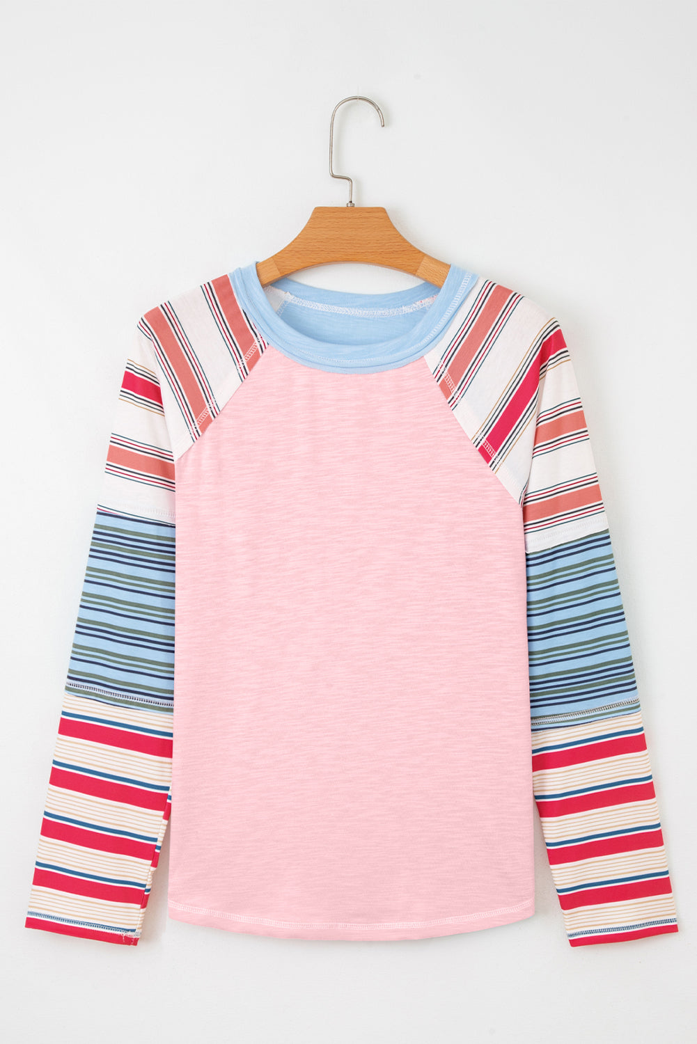 Stripe Patchwork Reverse Seam Long Sleeve Top