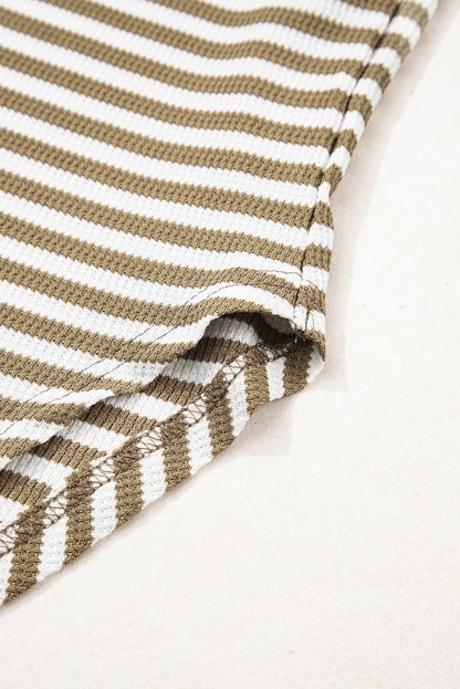 Stripe Thermal Knit Drop Shoulder Top