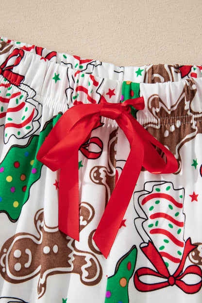 Christmas V-Neck Pullover and Drawstring Pants Lounge Set