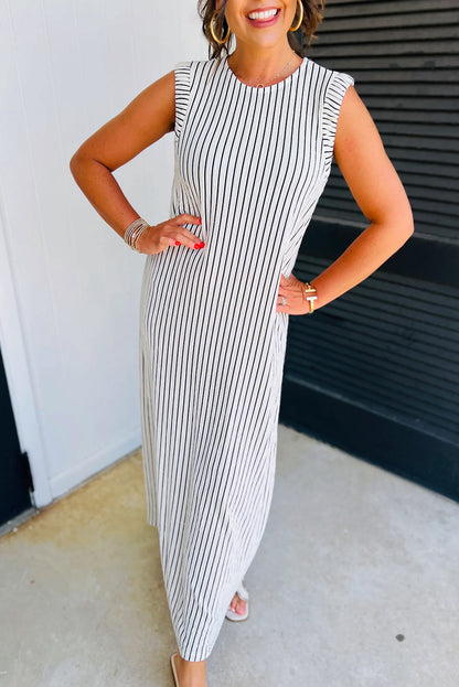 Stripe Sleeveless Maxi Dress