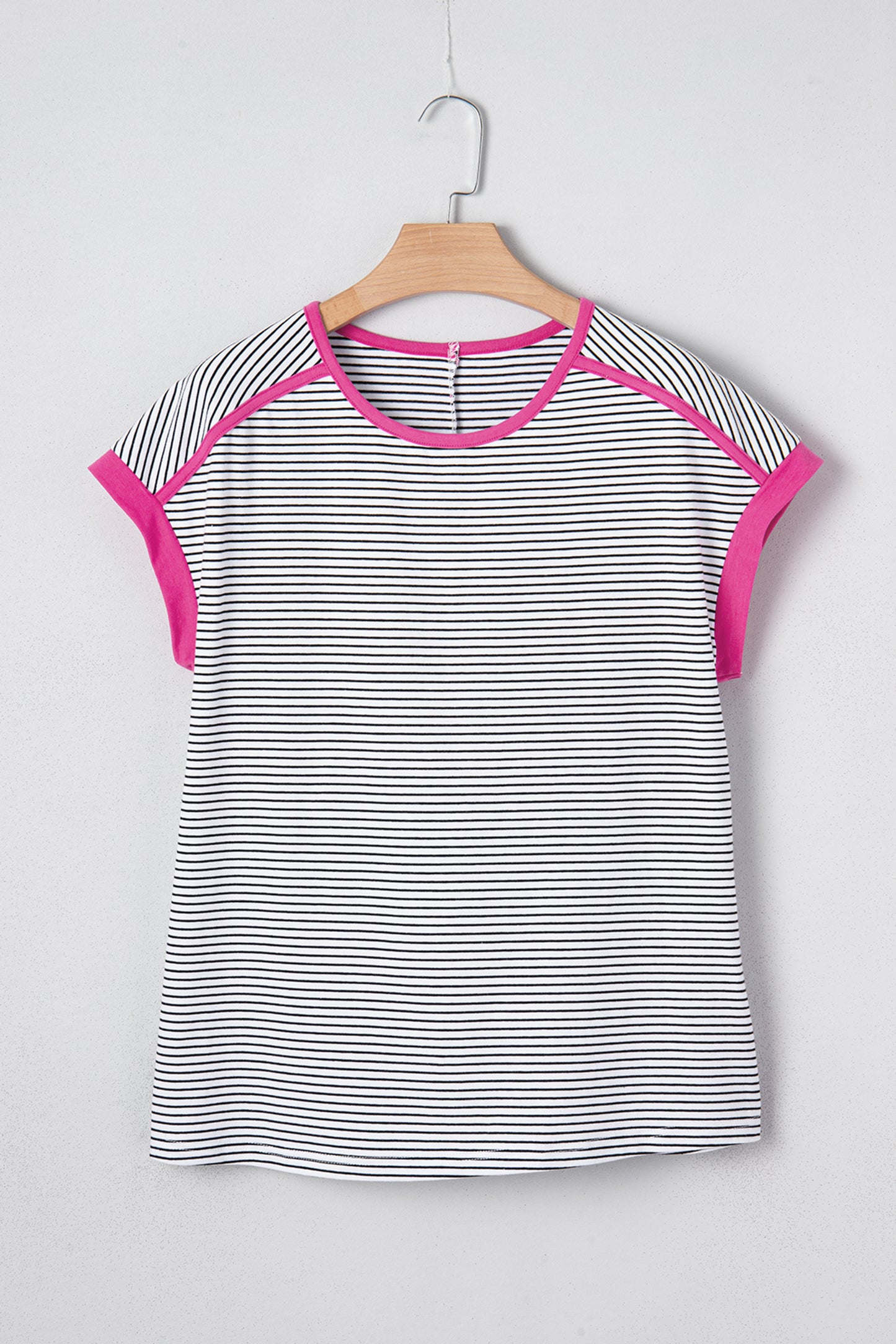 Stripe Contrast Trim Round Neck Shirt