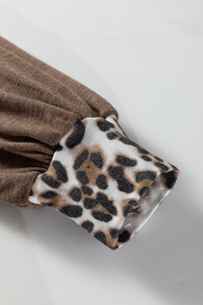 Leopard Patchwork Dolman Sleeve Sweatshirt