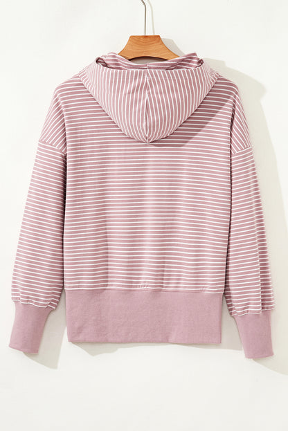 Stripe Thumbhole Drop Shoulder Sleeve Hoodie