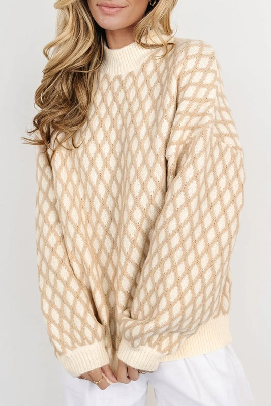 Diamond Knit Drop Shoulder Sweater