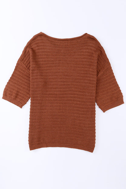 Ribbed Knit Drop Shoulder Tee