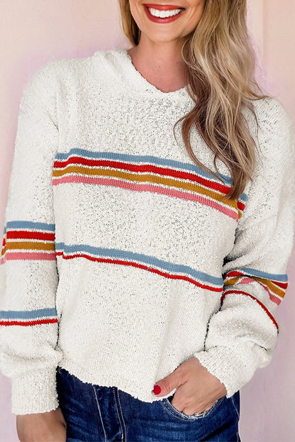 Stripe Colorblock Long Sleeve Hooded Sweater