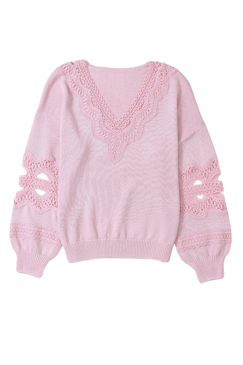 Hollowed Lace V-Neck Sweater