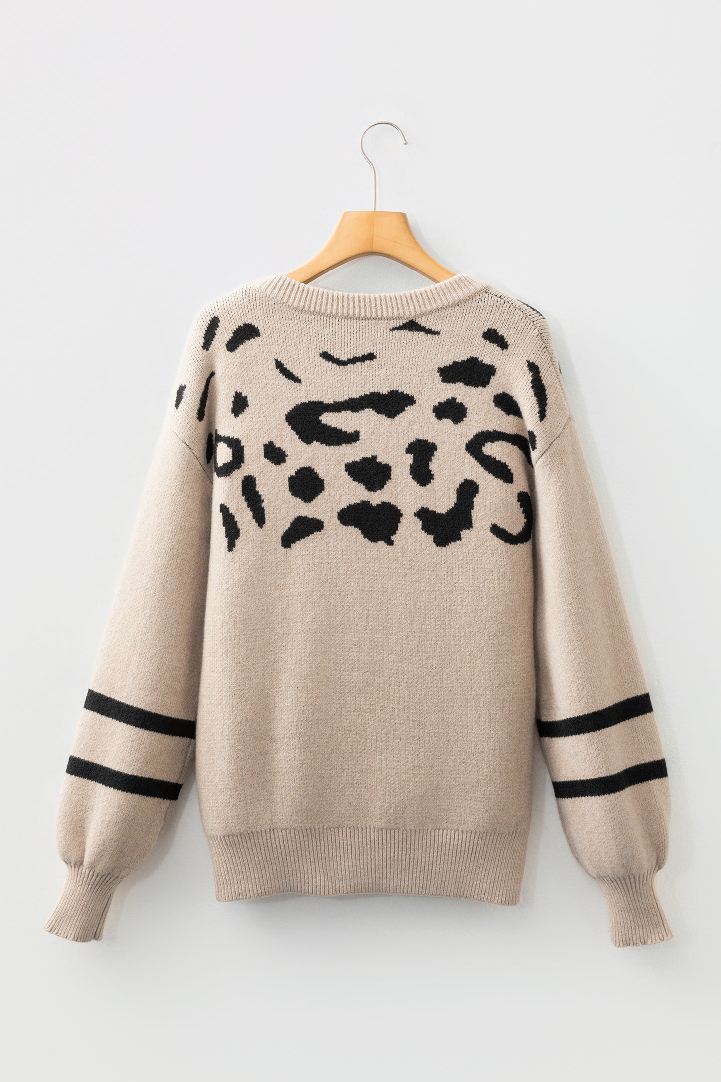 Leopard Stripe Drop Shoulder Sweater