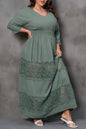 Smocked Lace 3/4 Sleeve Dress Plus Size