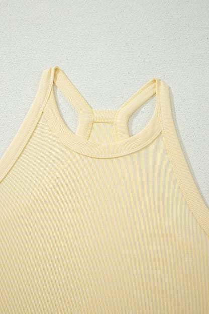 Solid Ribbed Tank Top & Sweatpants Set