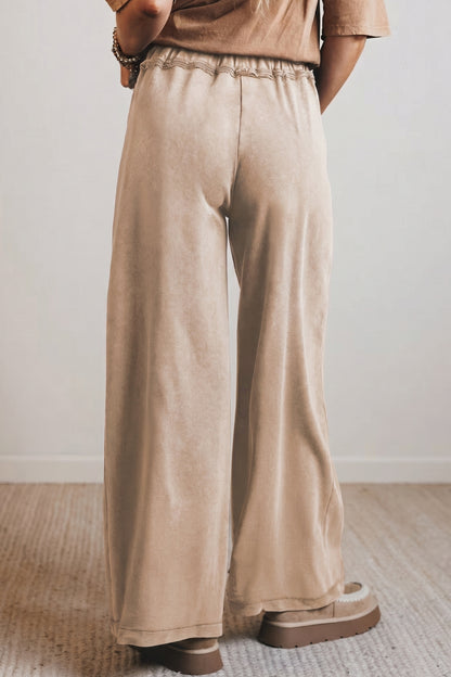 Solid Mineral Wash High Waist Wide Leg Pants