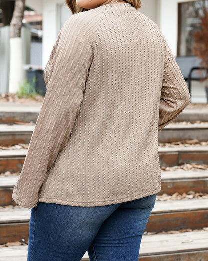 Ribbed Knit Crewneck Top Plus Size