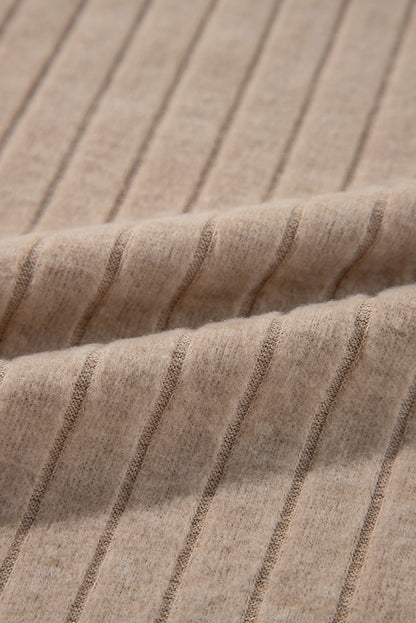 Floral Ribbed Patchwork Long Sleeve Blouse