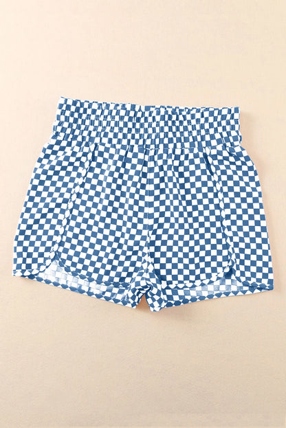 Leopard & Checker High Waist Athletic Shorts