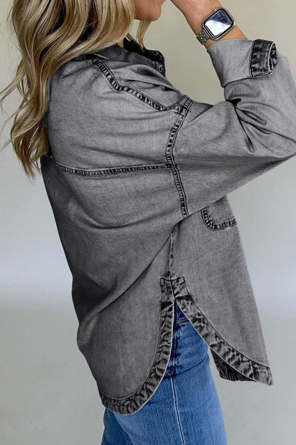 Denim Mineral Wash Pocketed Jacket