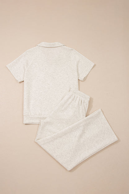 Solid Sporty Polo Tee & Drawstring Pants Set