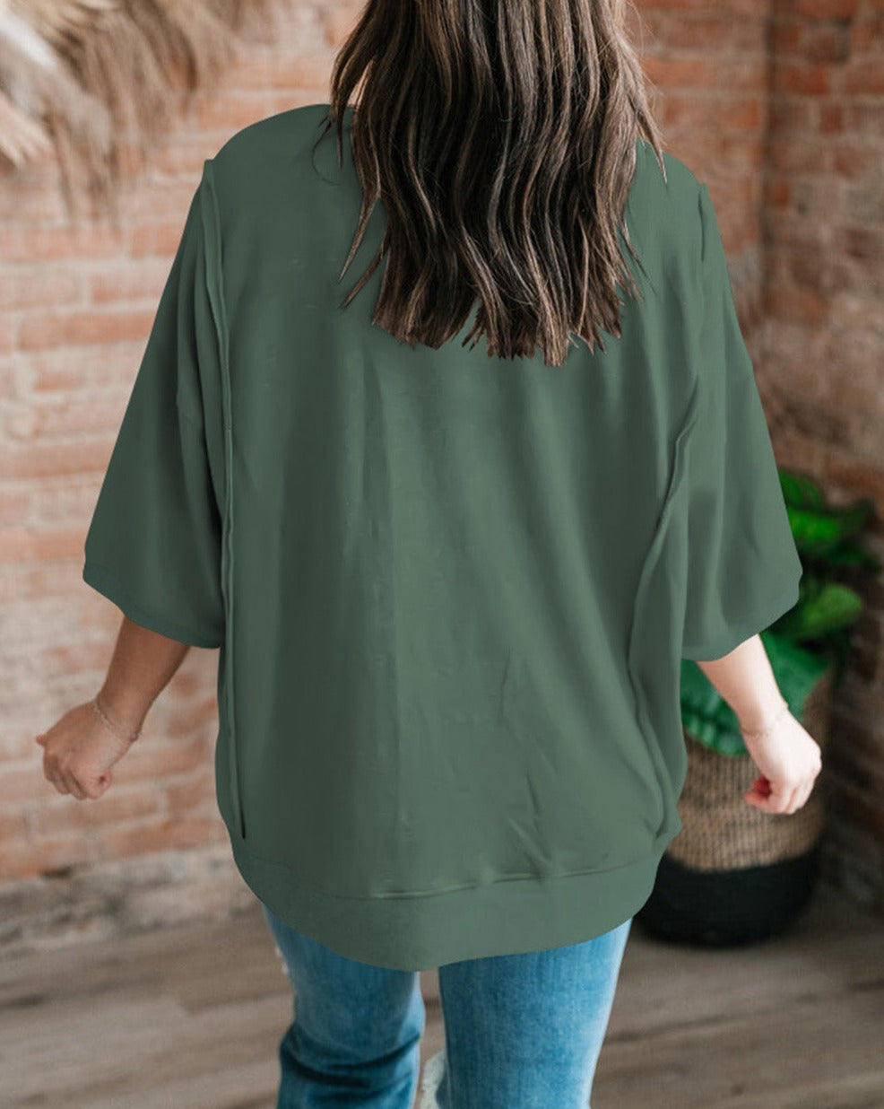 Reverse Seam Split Hem T-Shirt