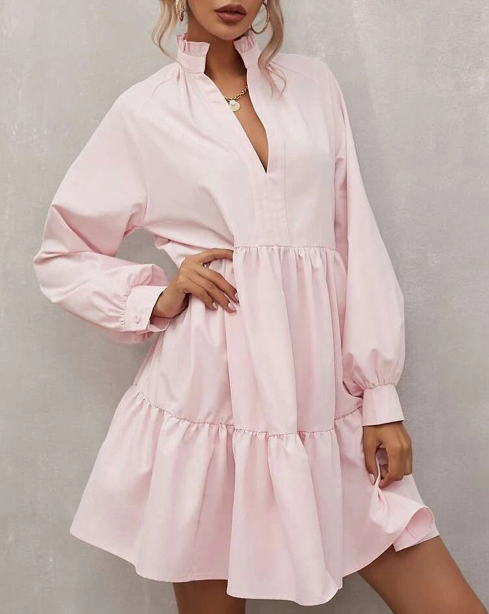 Frilled Long Sleeve Ruffle Dress