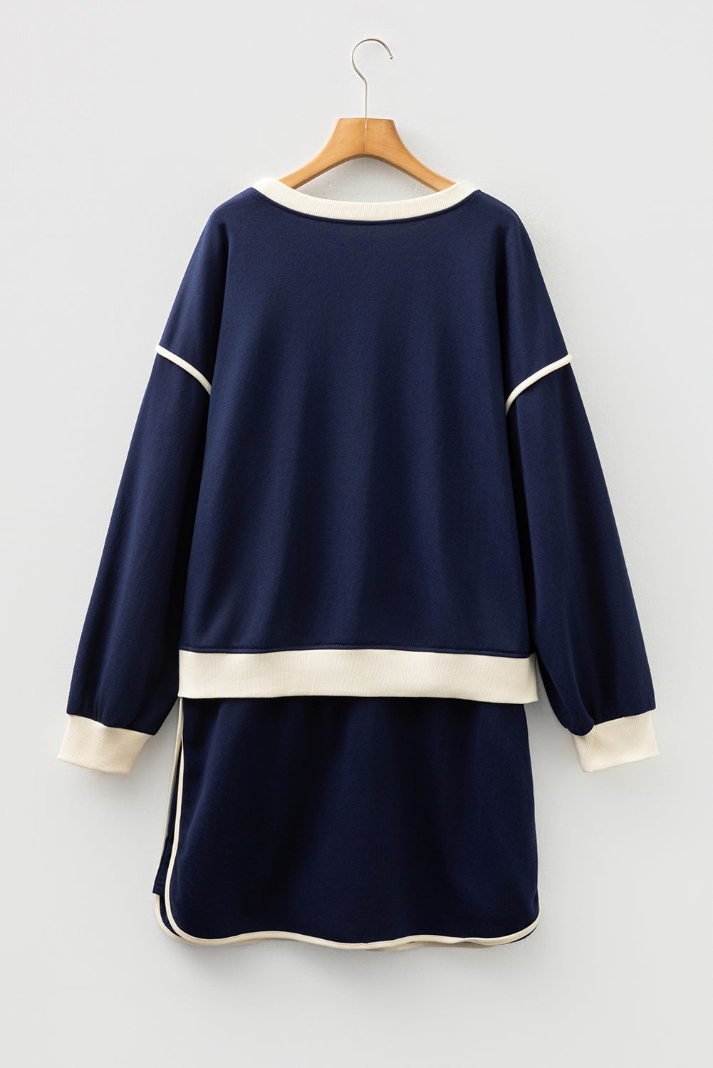 Plus Size Colorblock Top and Lace-up Skirt Set