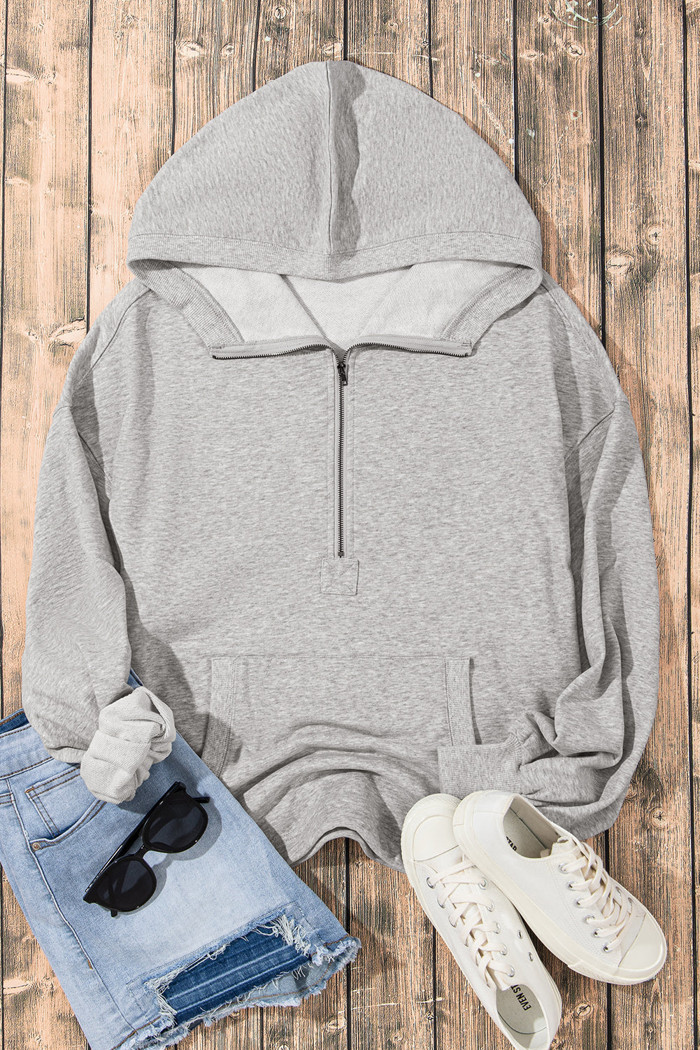 Solid Kangaroo Pocket Oversized Hoodie