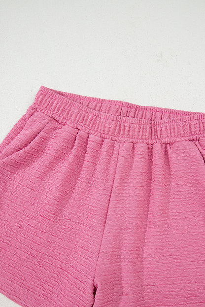 Solid Textured T-Shirt and Shorts Set