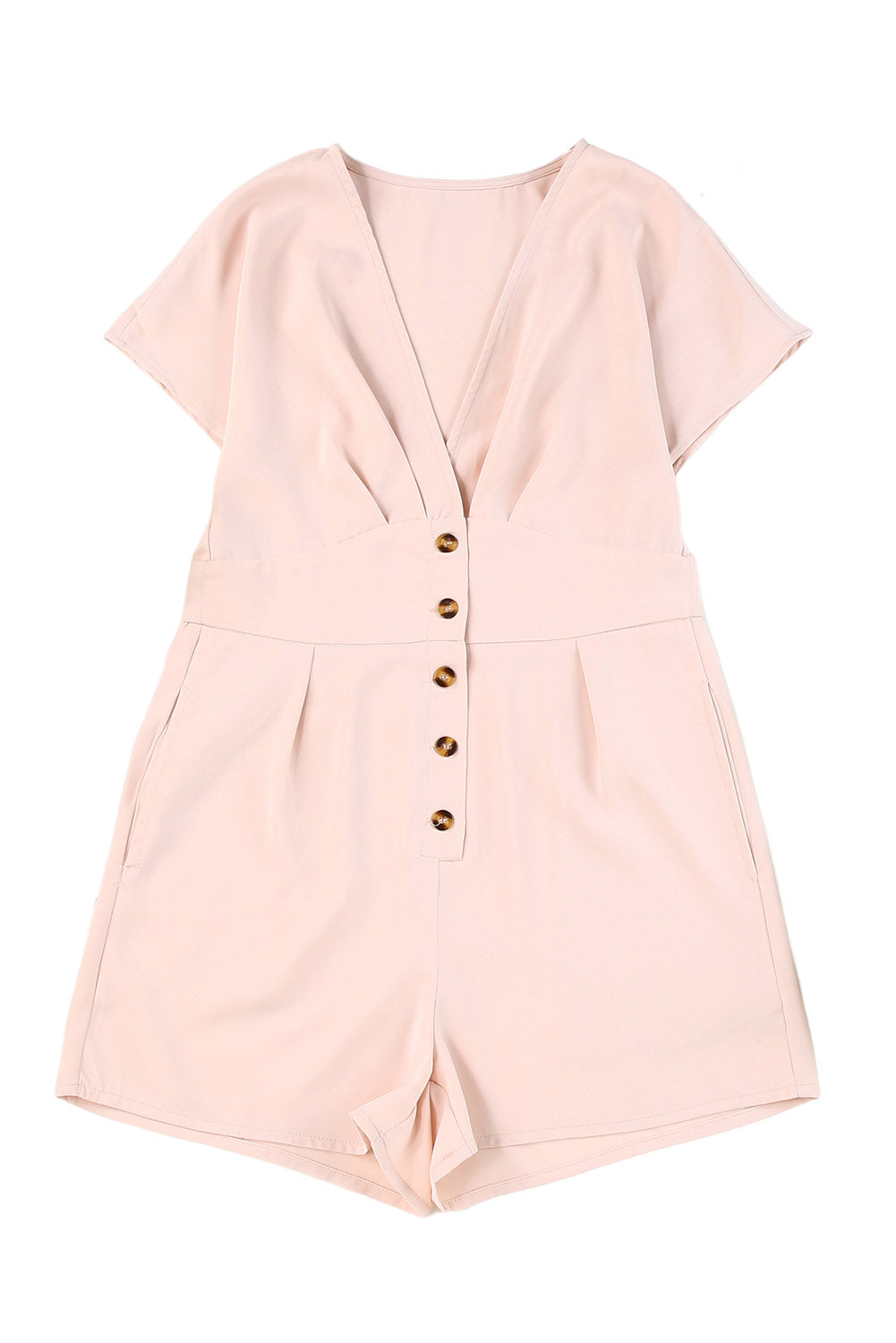 Buttoned V-Neck High Waist Romper