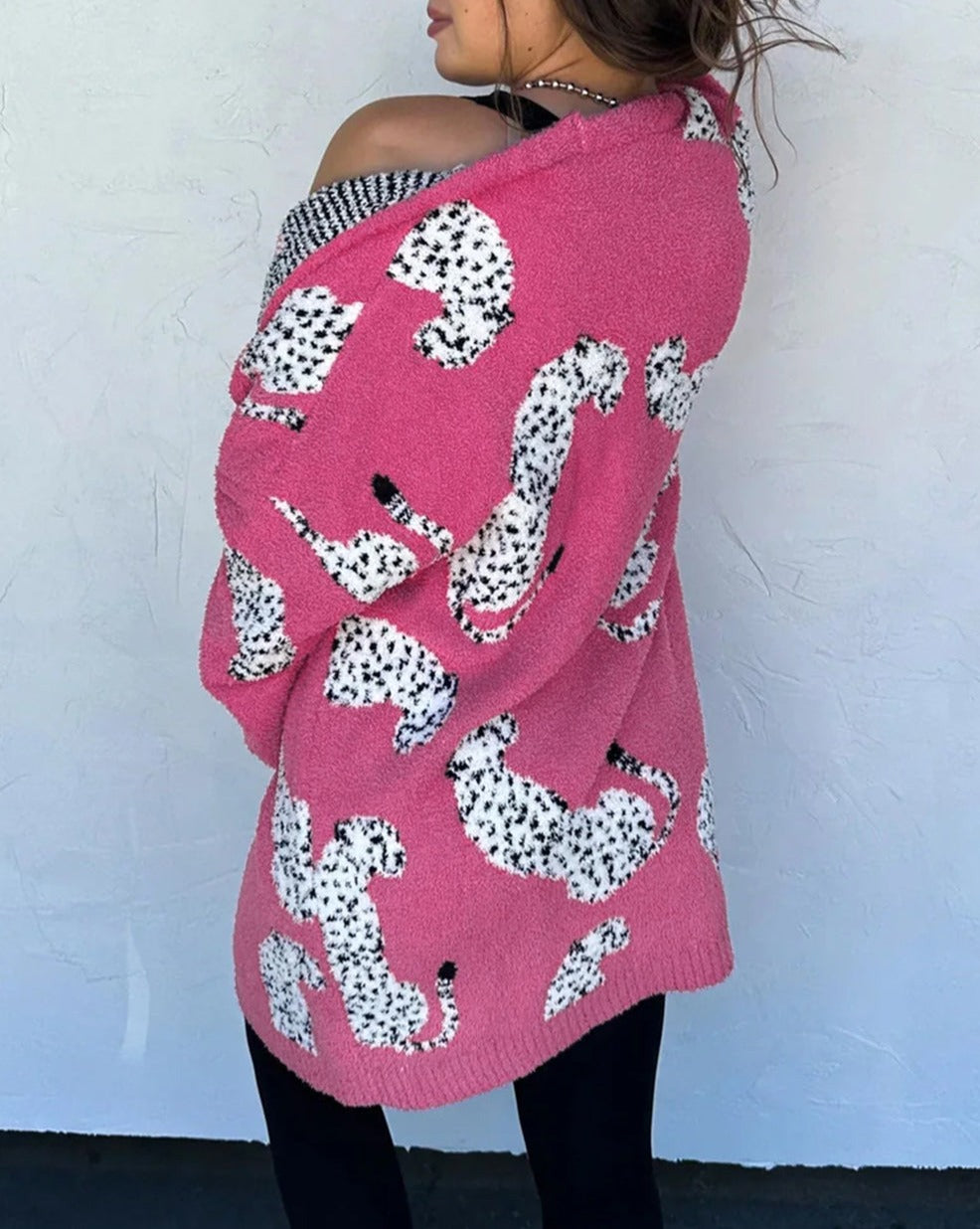 Cheetah Open Front Longline Cardigan