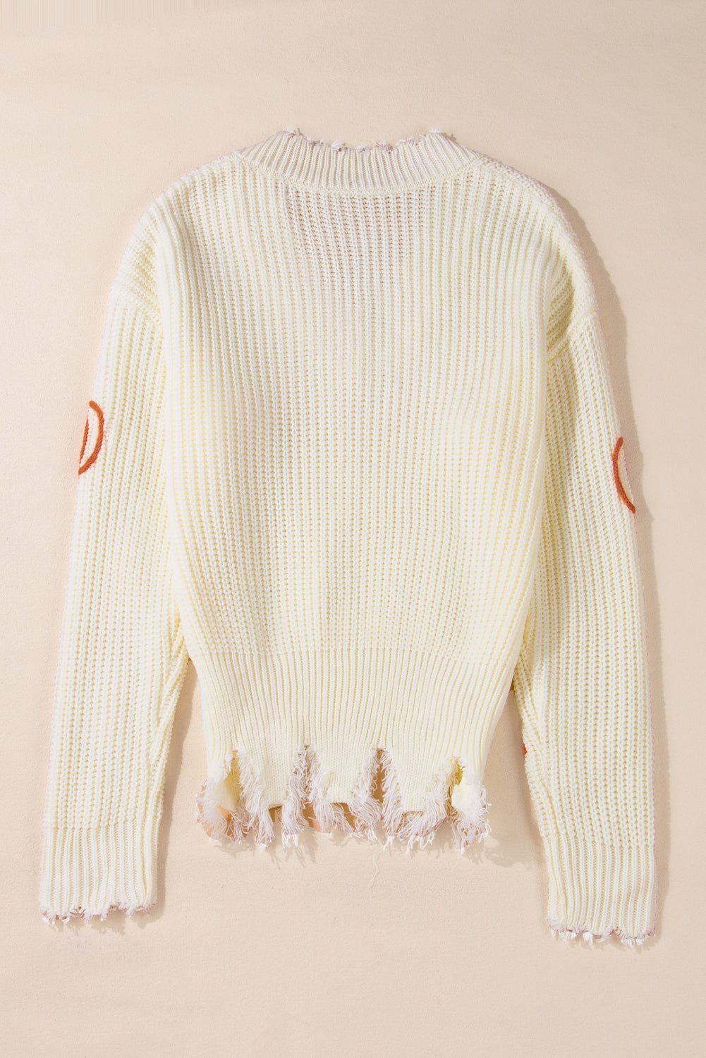 Pumpkin Cable Knit Raw Hem Sweater