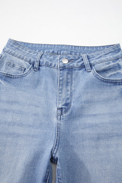 Solid Mineral Wash Raw Hem Flared Jeans