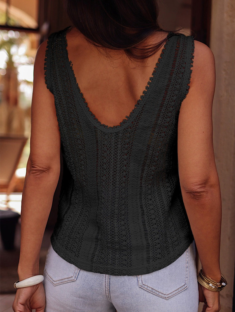 Patterned Crochet Lace Tank