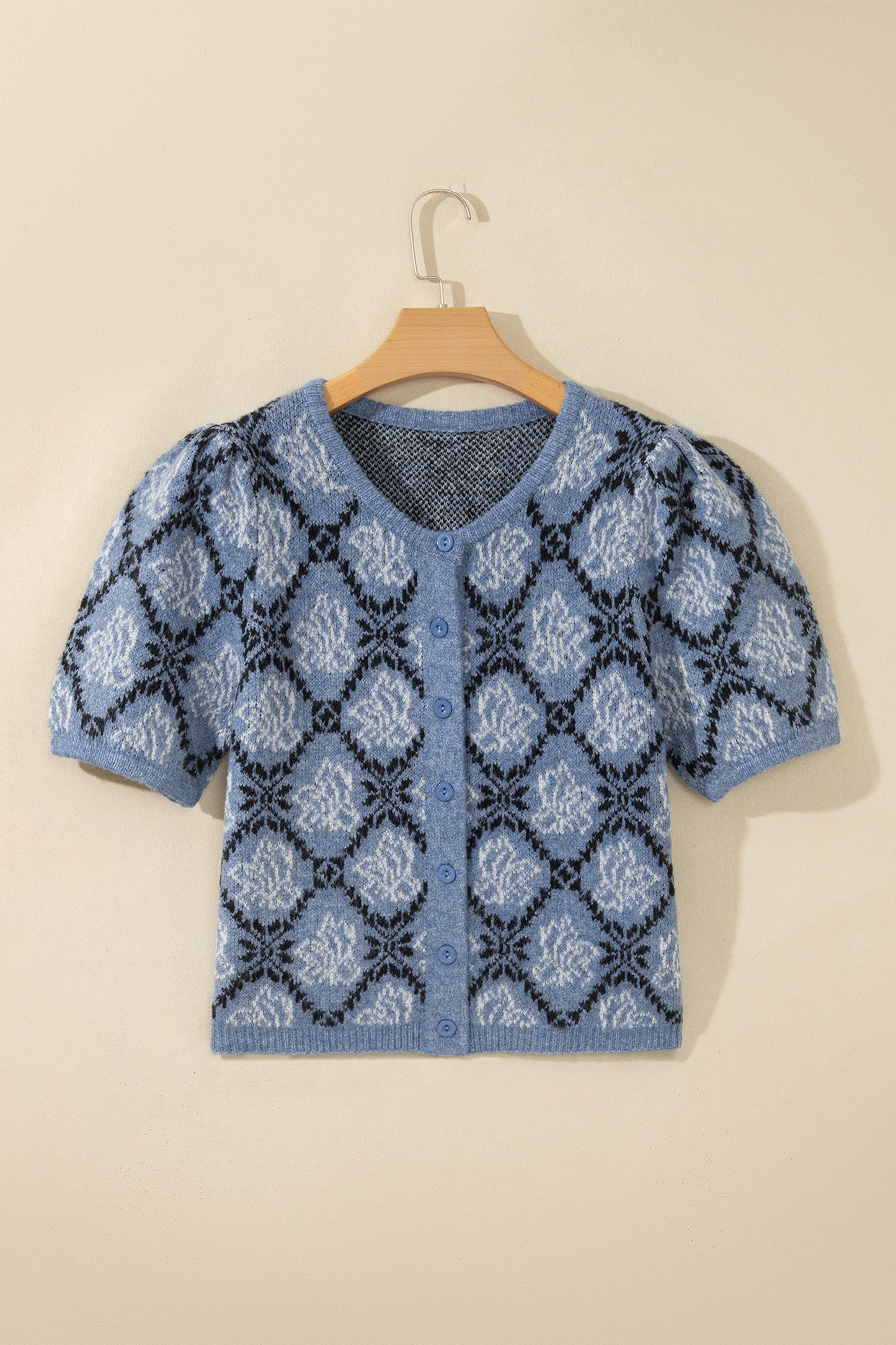 Boho Knit Short Sleeve Button Front Cardigan