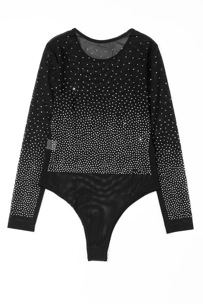 Rhinestone Embellished Mesh Bodysuit