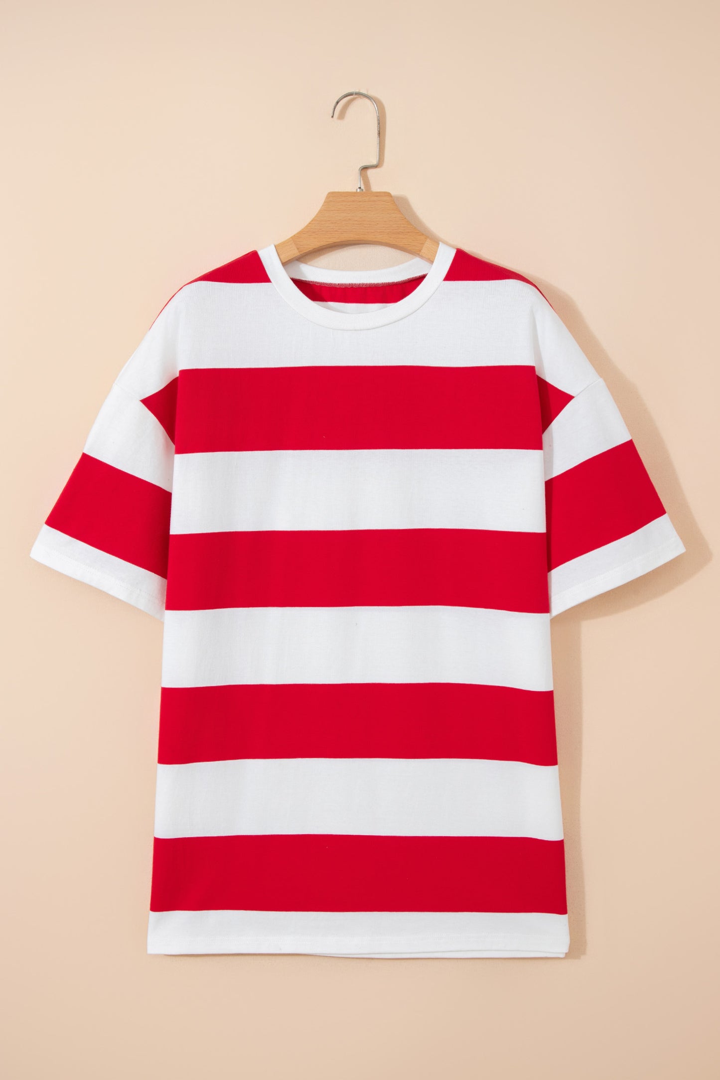 Stripe Colorblock Short Sleeve Oversize Tunic Tee
