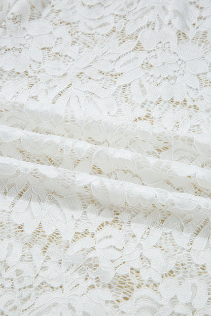 Solid Lace Crochet Bell Sleeve Blouse