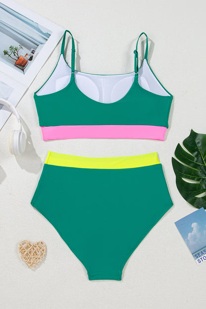 Colorblock High Waist Bikini Set