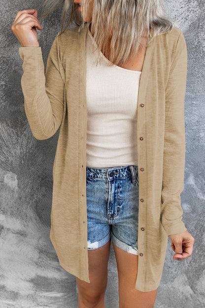 Button Front V-Neck Cardigan