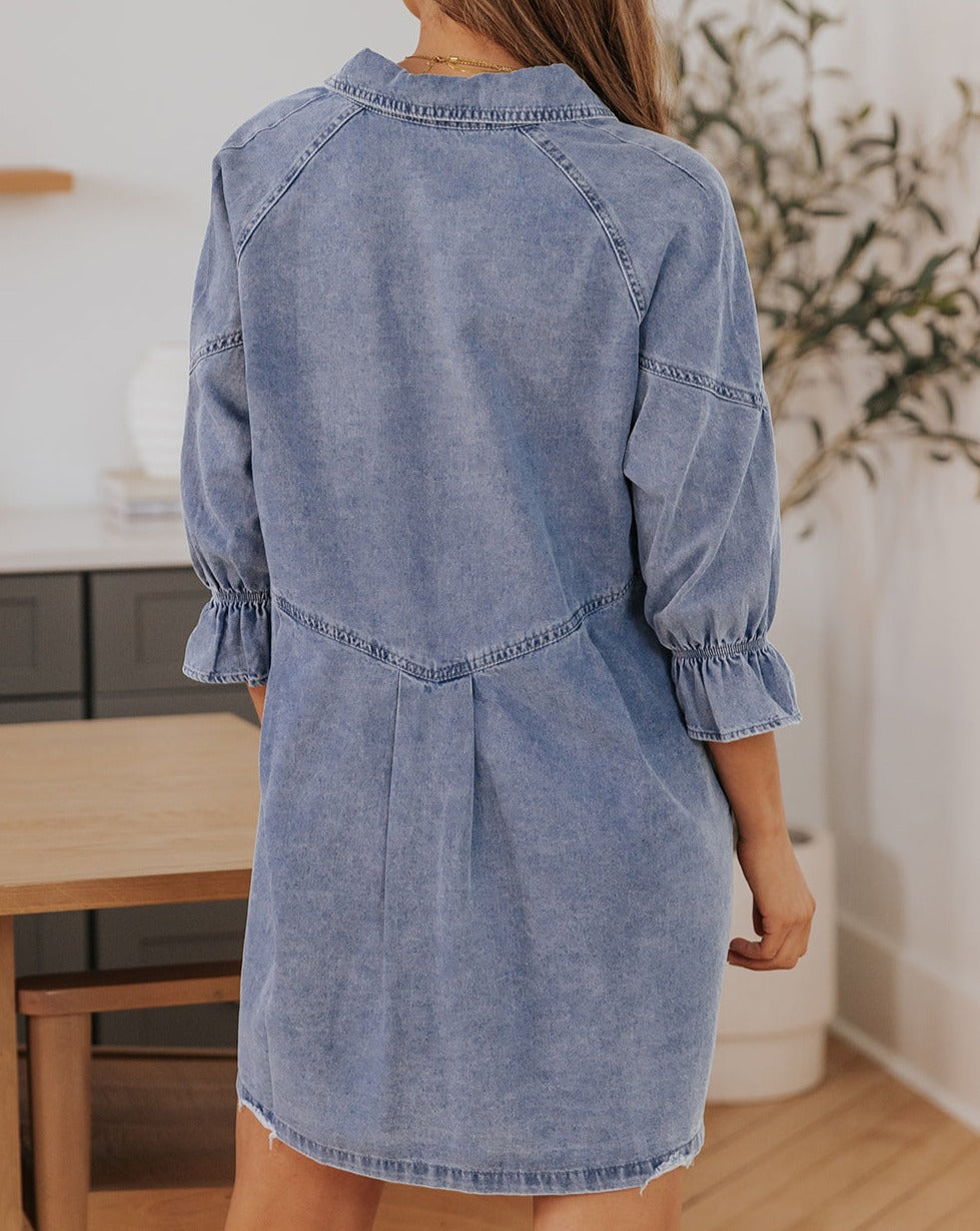 Denim Long Sleeve Mini Dress