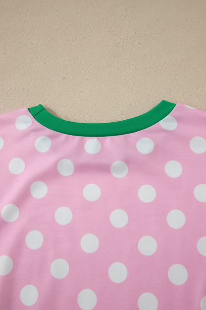 Polka Dot Contrast Trim Top & Short Set