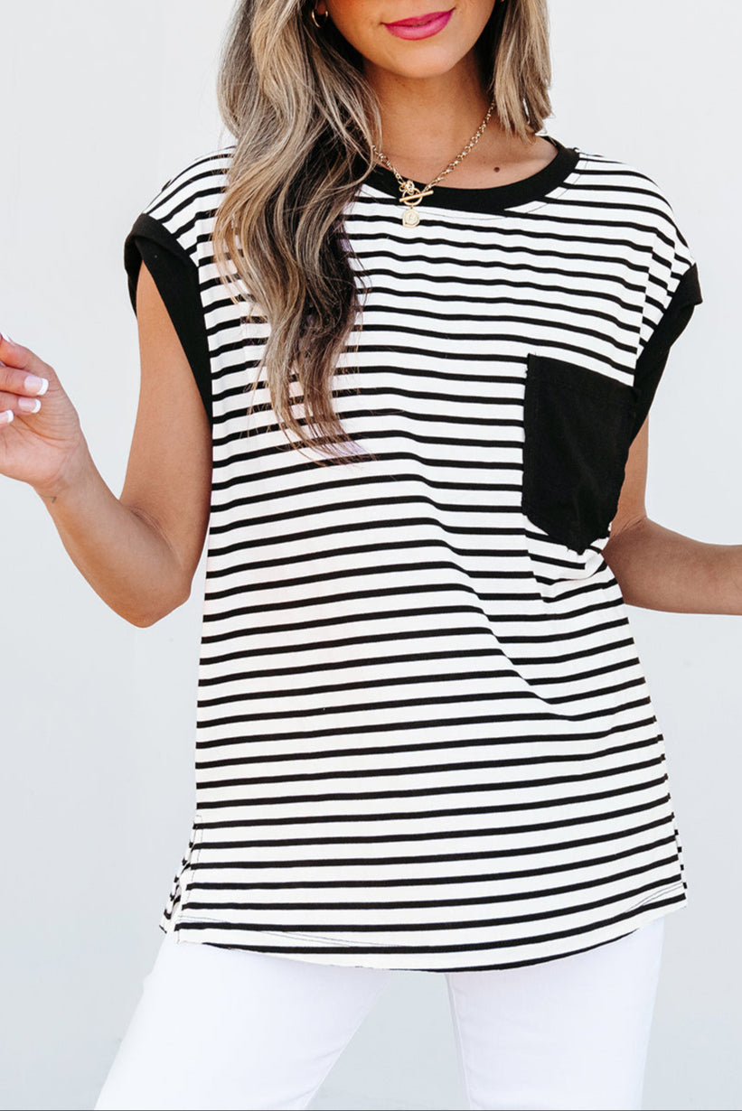 Stripe Patch Pocket Tank Top