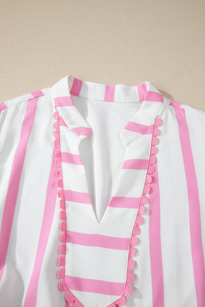 Plus Size Stripe V-Neck Tiered Maxi Dress