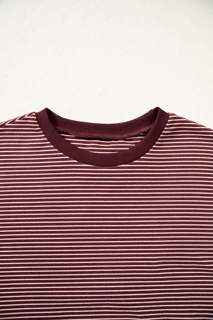Stripe Contrast Trim Long Sleeve Top & Pant Set