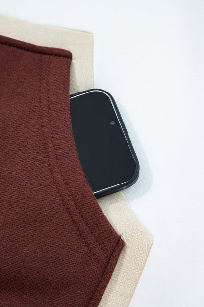 Colorblock Patchwork Kangaroo Pocket Hooded Sweatshirt