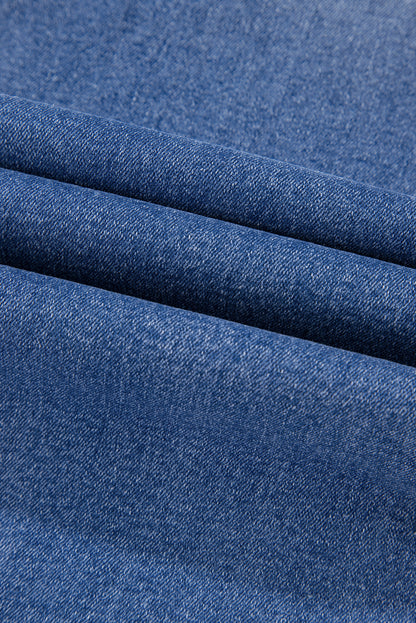 Denim Raw Hem Straight Leg Jeans