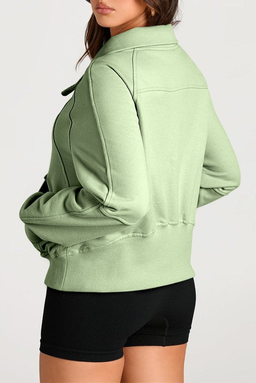 Quarter Zip Kangaroo Pocket Sweatshirt