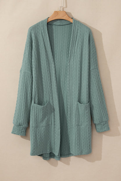 Textured Knit Open Front Cardigan