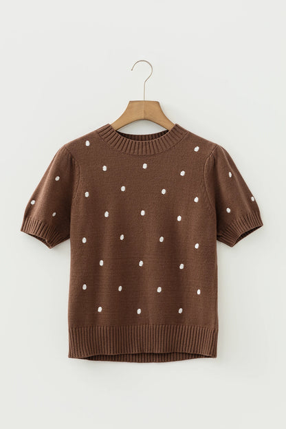 Polka Dot Bubble Short Sleeve Sweater