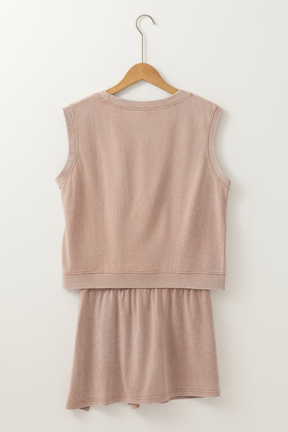 Mineral Wash Tank Top and Lined Split Skirt Set