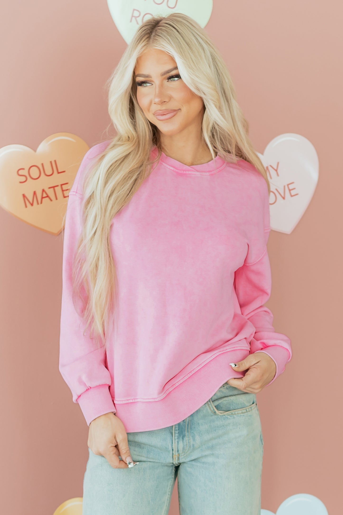 Valentine Solid Mineral Wash Crewneck Sweatshirt