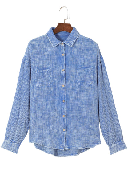 Gauze Chest Pockets Buttoned Shirt